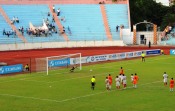 Ninh Binh's Nguyễn Mạnh Dũng saves Nguyễn Minh Phương 's second half penalty